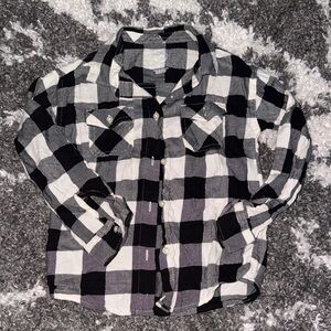 EUC Wonder Nation Girls Plaid Shirt in Black and White - XS